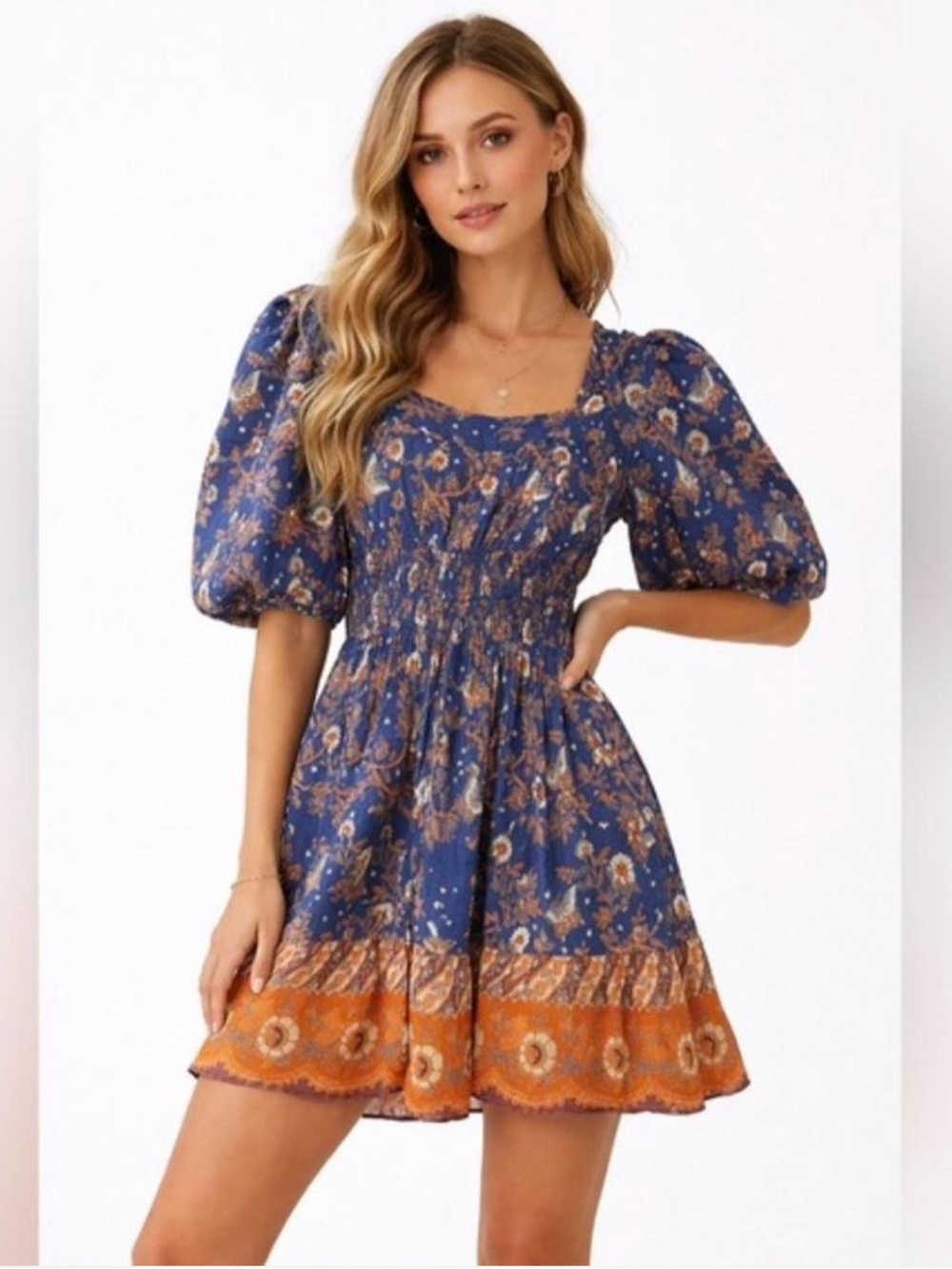 House Of Harlow 1960 Revolve Nastassia Blue Balloon Sleeve Mini Dress